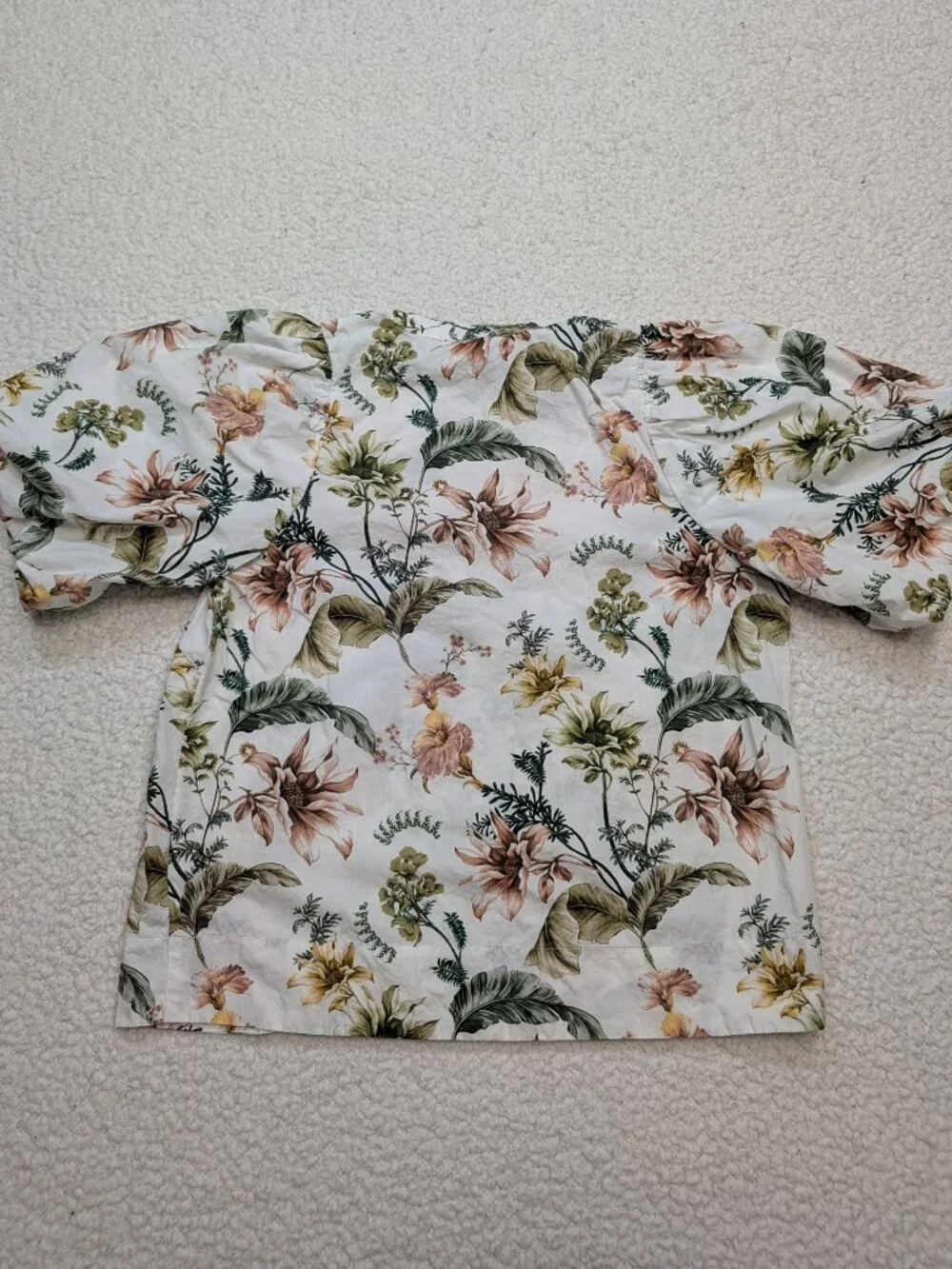 Anthropologie Floral Puff Sleeve Peasant Blouse XS